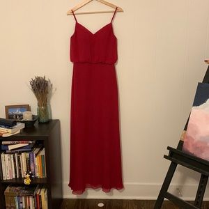 Azazie crepe chiffon bridesmaids dress in crimson
